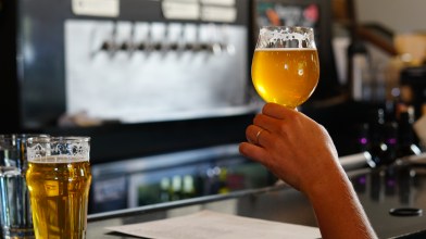 Drinking a hoppy beer at Truckee Philosophy